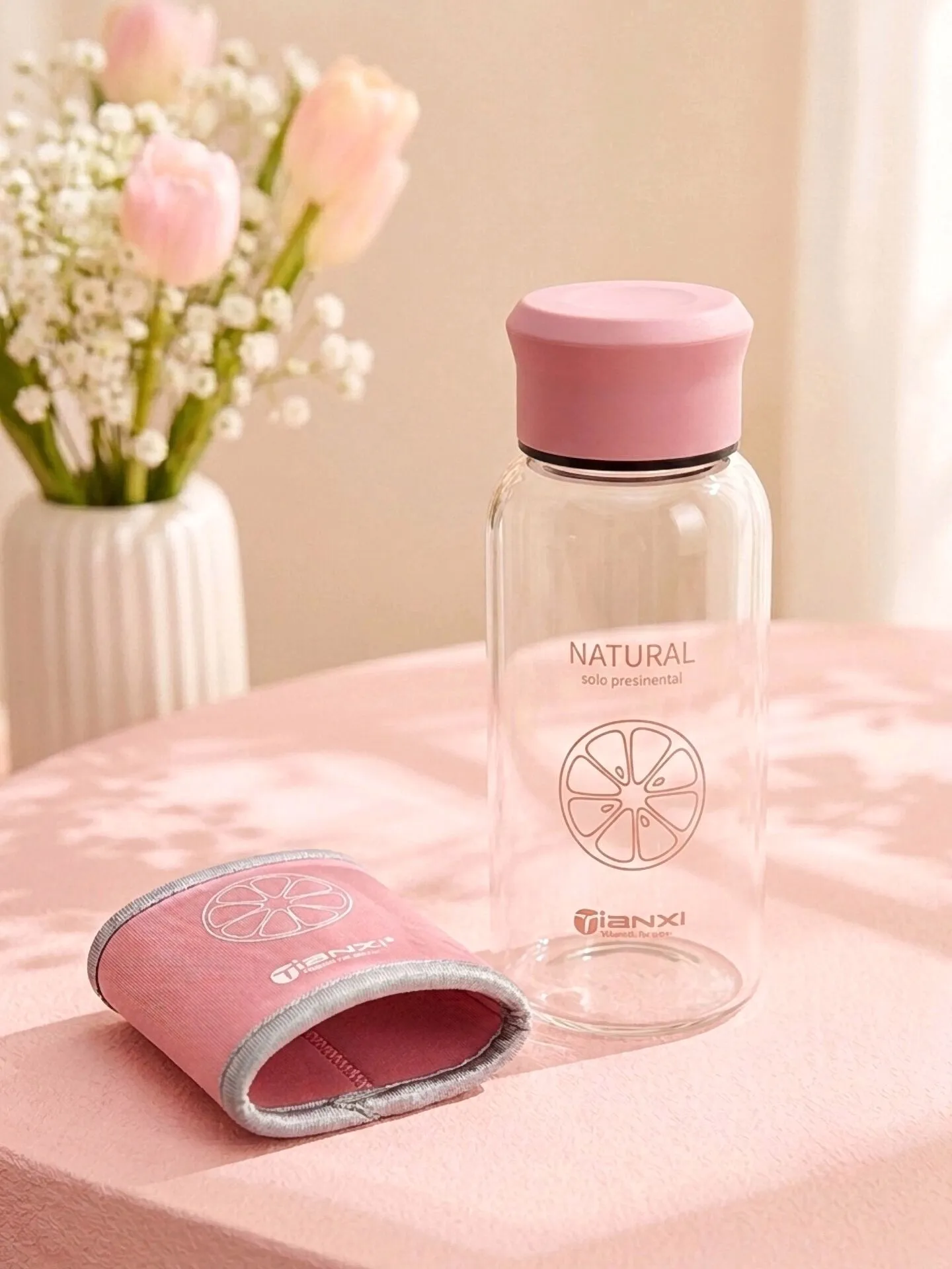 Glass Bottle with fabric holder